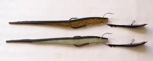 Two Downrigger Shop soft plastics on spoon hooks