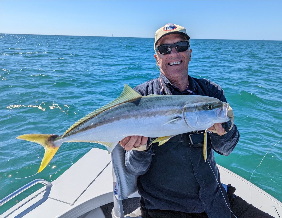 Kingfish hooked while testing the current Downrigger Shop 100 g knife jig