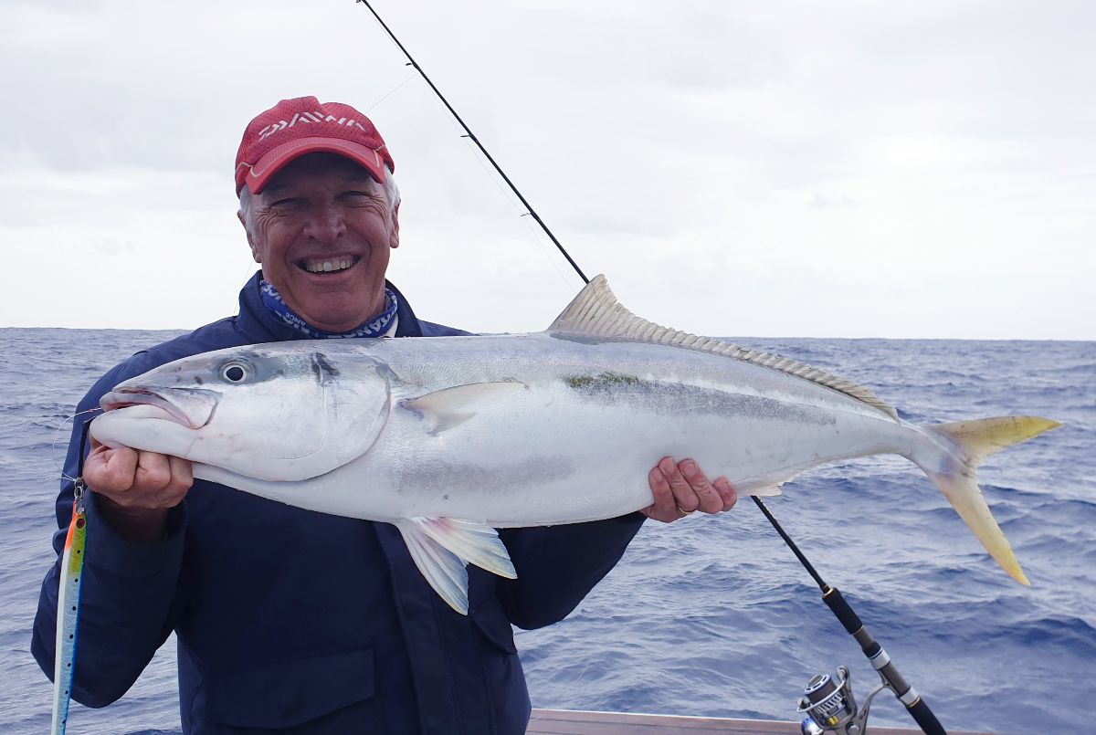 Kingfish caught while fishing a 250 g knife jig at Texas Reef off Sydney