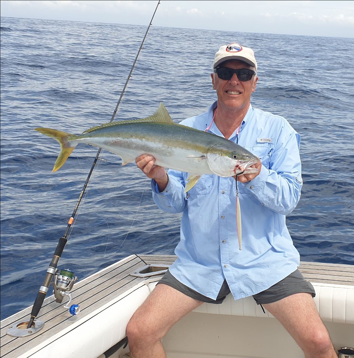 Andrew Hestelow with an 82 cm kingfish caught jigging off Sydney in January 2022