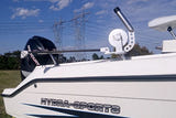 Downrigger mounted on the stern of a fishing boat